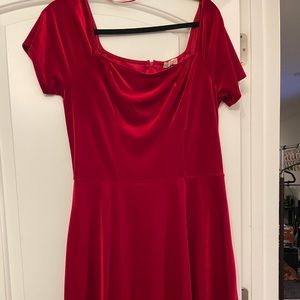Red velvet skater dress